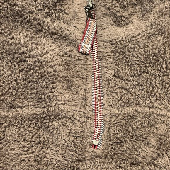 True Grit Mens Small Quarter Zip Sherpa Fleece Pullover Brown Tan Cozy Soft - Picture 4 of 12